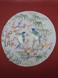 加賀友禅染帯 山下智久 「花鳥」